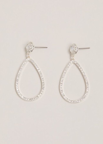 Phase Eight Silver Sparkle Tear Drop Jewellery Silver Canada | JPCTAY-896